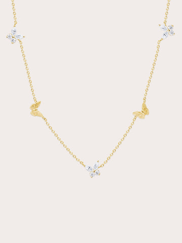 Soft Flutter Butterfly Charm Necklace White 18K Gold (1) – Mondays Made Flower & Birthstone Jewelry Singapore