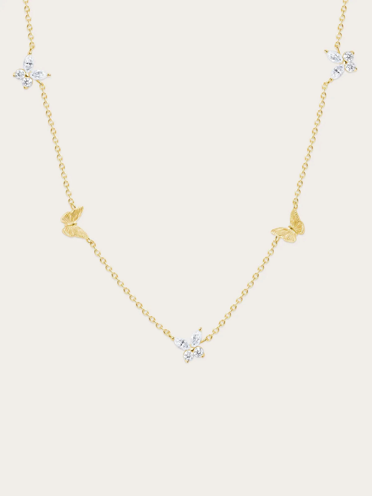 Soft Flutter Butterfly Charm Necklace - White