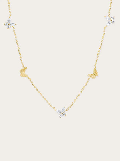 Soft Flutter Butterfly Charm Necklace - White