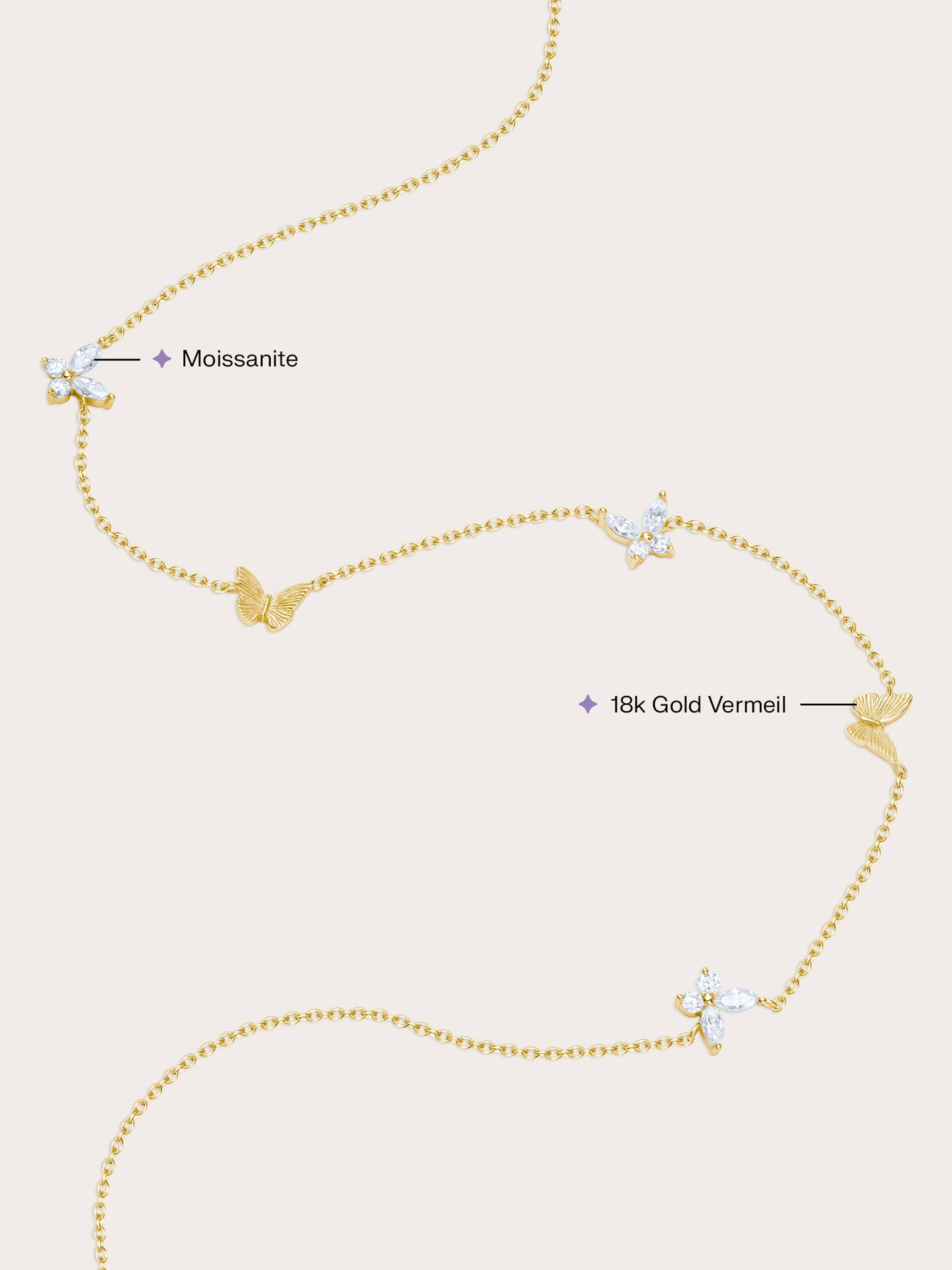 Soft Flutter Butterfly Charm Necklace - White