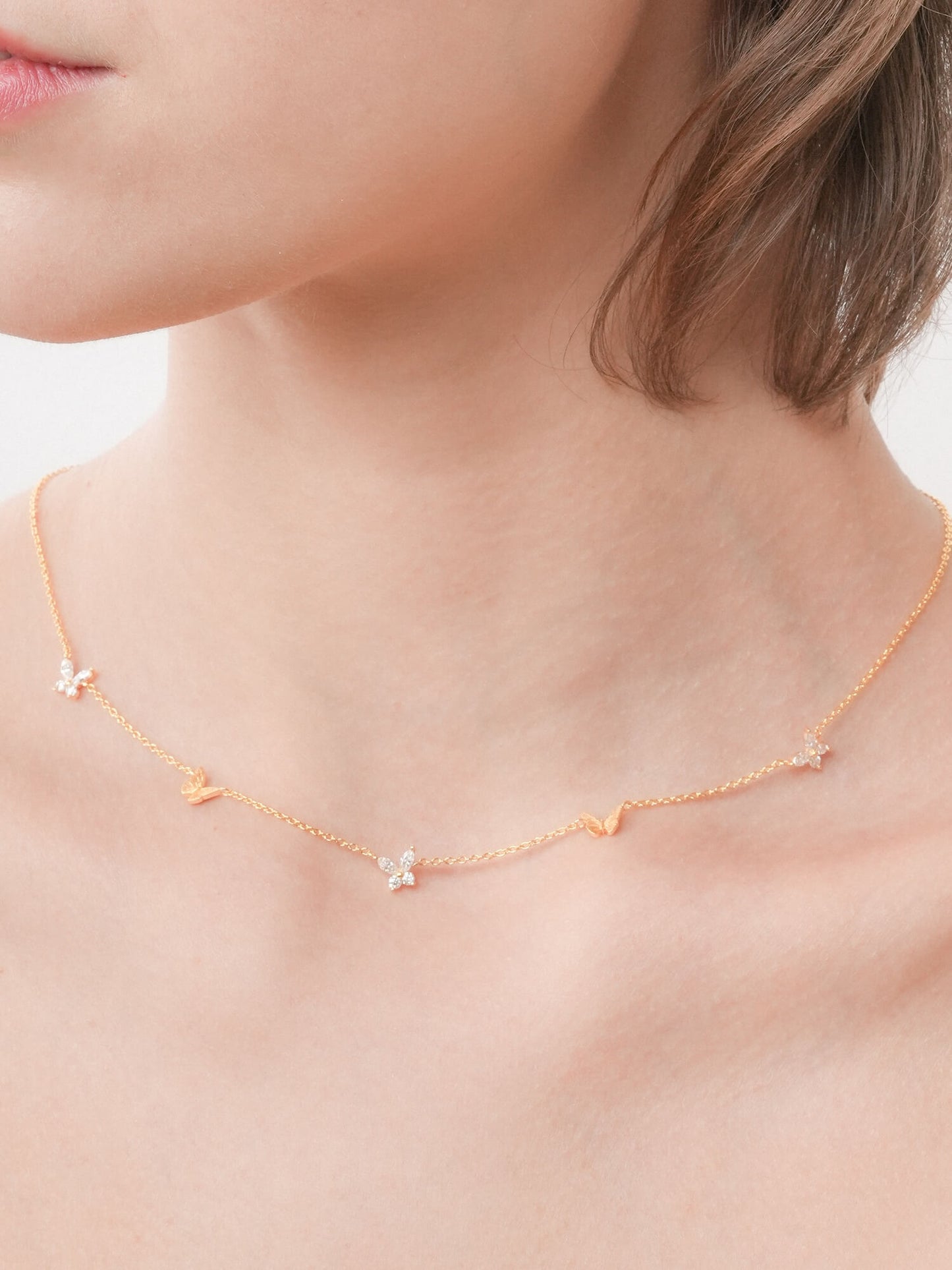 Soft Flutter Butterfly Charm Necklace - White