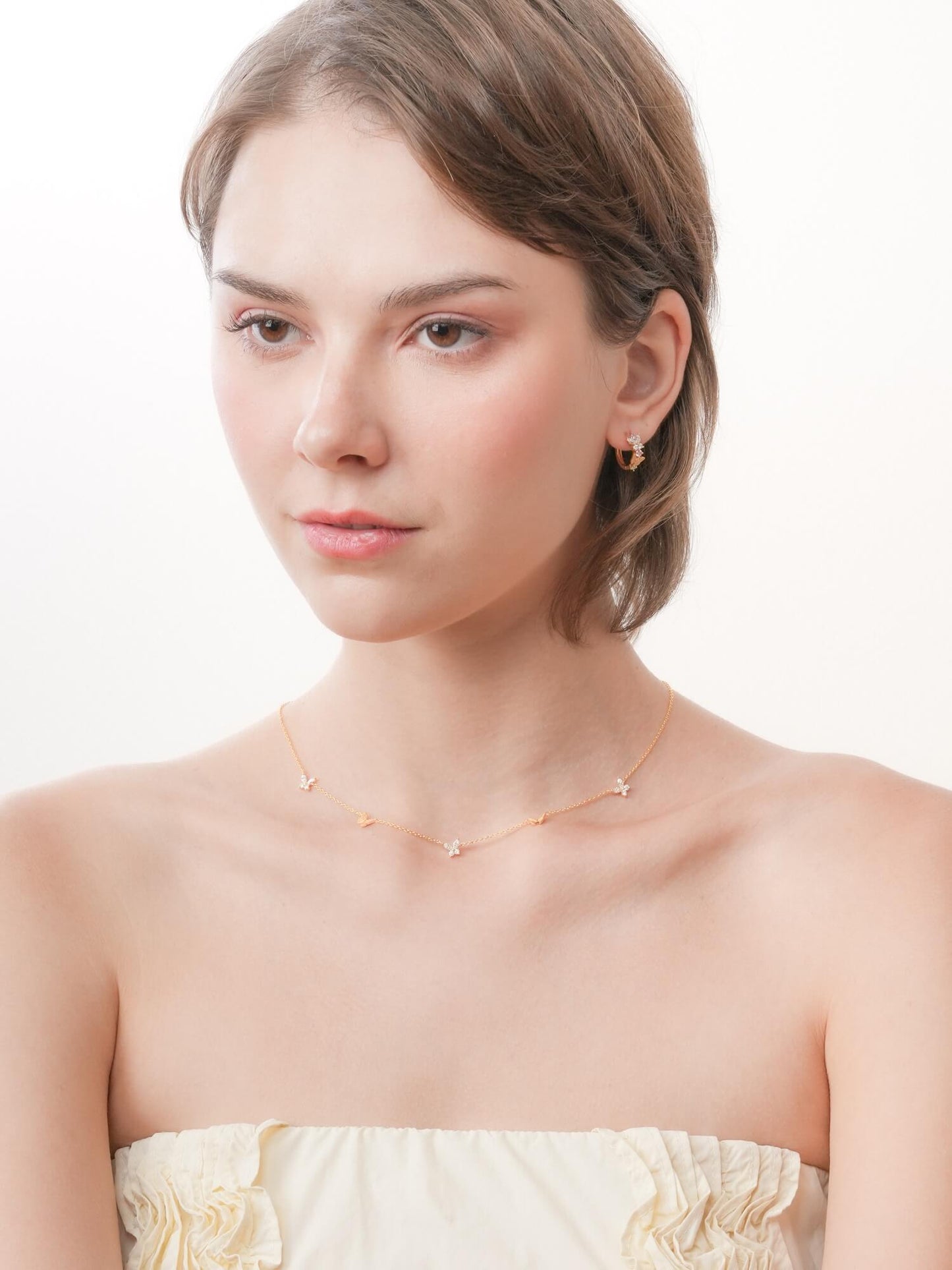 Soft Flutter Butterfly Charm Necklace - White