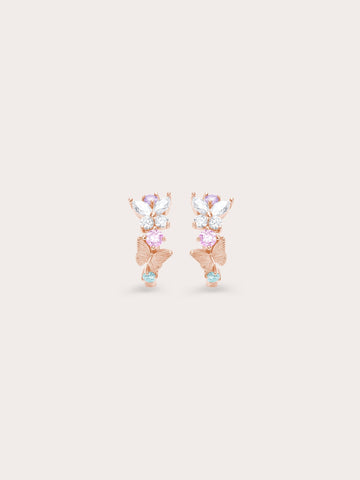 Soft Flutter Butterfly Huggie Earrings 18K Rose Gold (1) – Mondays Made Flower & Birthstone Jewelry Singapore