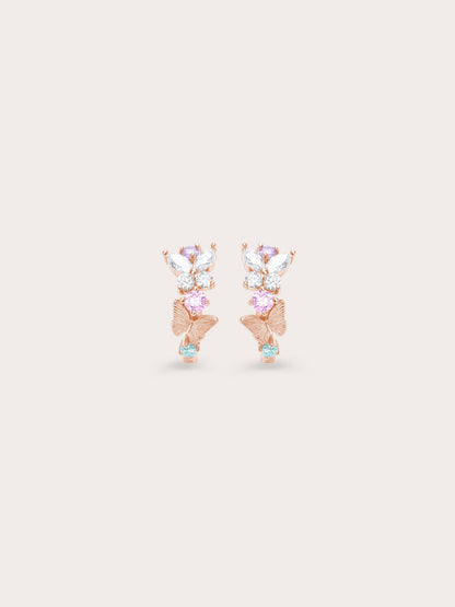 Soft Flutter Butterfly Huggie Earrings 18K Rose Gold (1) – Mondays Made Flower & Birthstone Jewelry Singapore