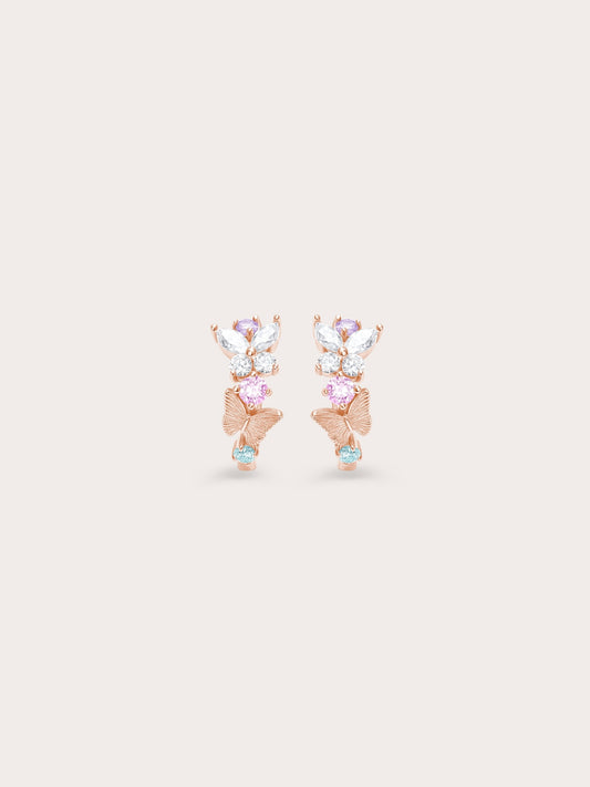 Soft Flutter Butterfly Huggie Earrings 18K Rose Gold (1) – Mondays Made Flower & Birthstone Jewelry Singapore
