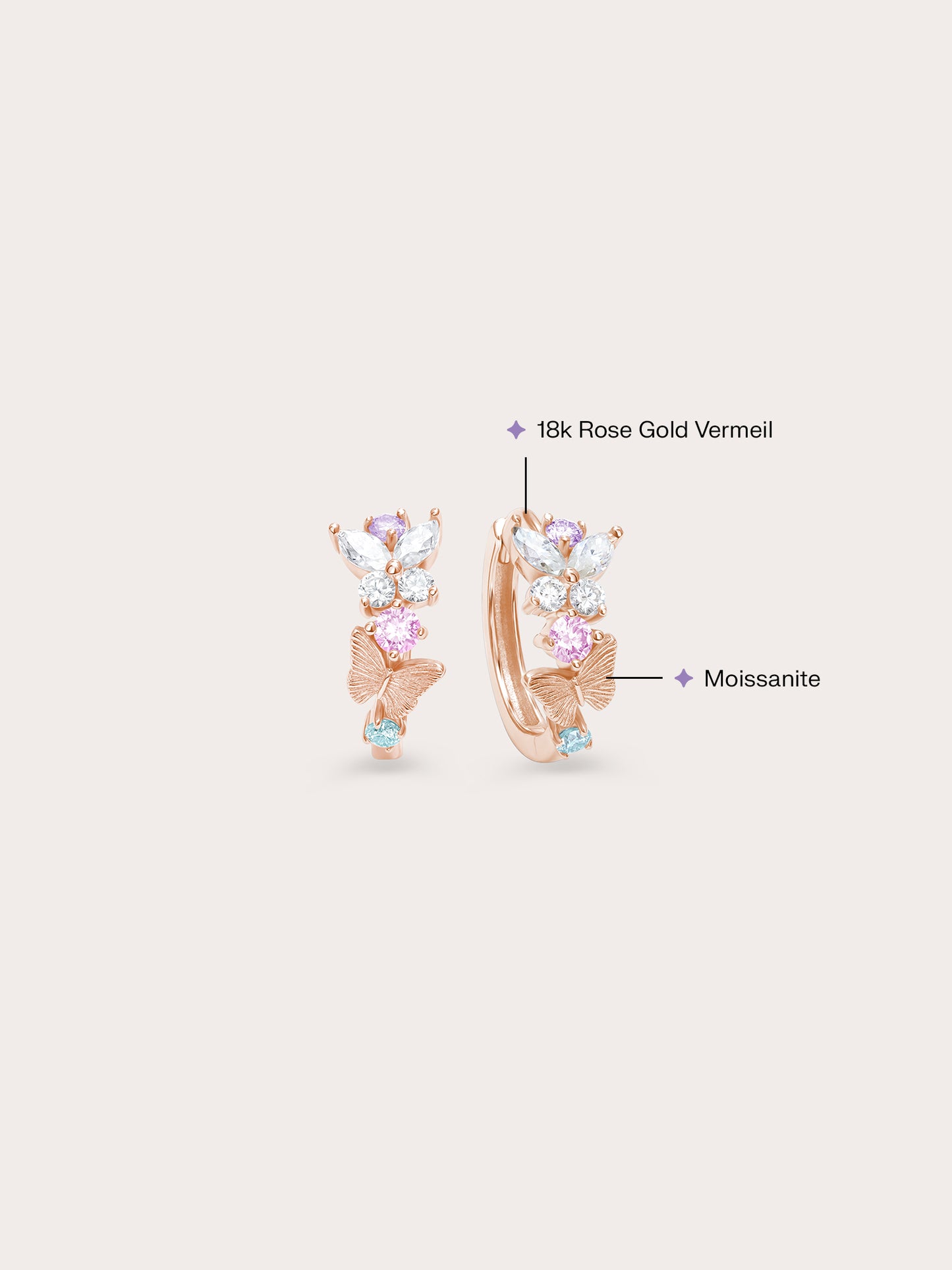 Soft Flutter Butterfly Huggie Earrings