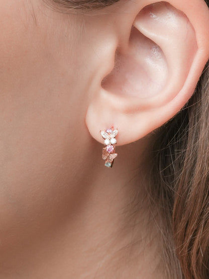Soft Flutter Butterfly Huggie Earrings 18K Rose Gold (4) – Mondays Made Flower & Birthstone Jewelry Singapore