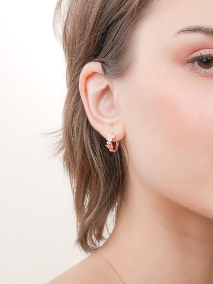 Soft Flutter Butterfly Huggie Earrings 18K Rose Gold (6) – Mondays Made Flower & Birthstone Jewelry Singapore
