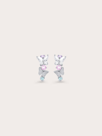 Soft Flutter Butterfly Huggie Earrings S925 Silver Rhodium (1) – Mondays Made Flower & Birthstone Jewelry Singapore