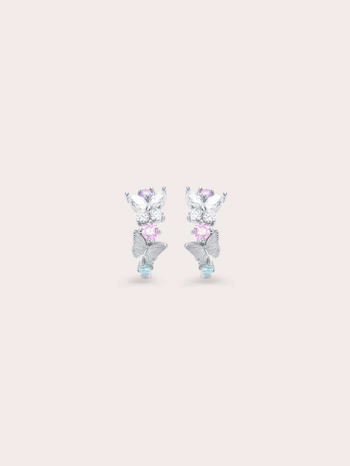 Soft Flutter Butterfly Huggie Earrings S925 Silver Rhodium (1) – Mondays Made Flower & Birthstone Jewelry Singapore