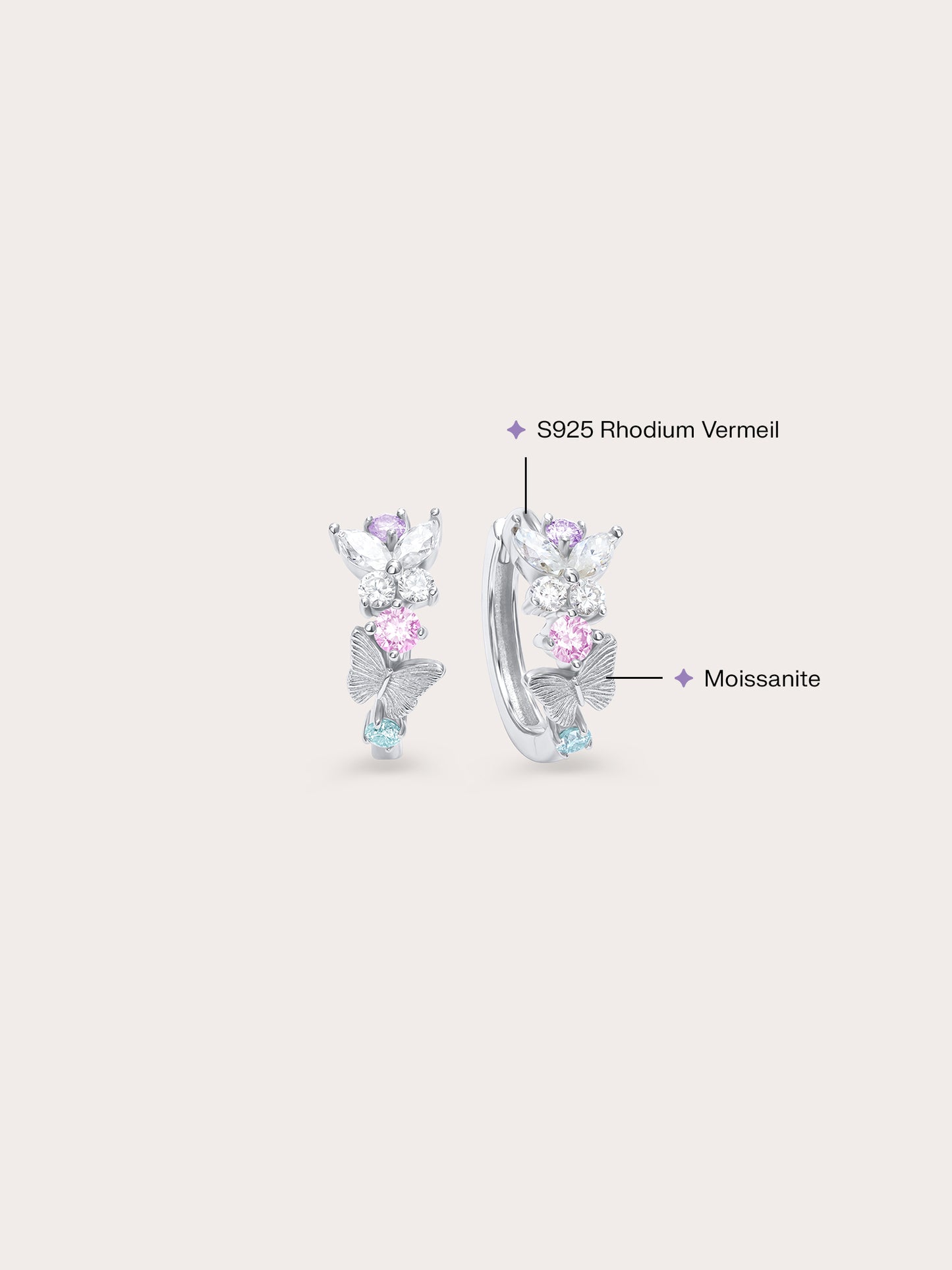 Soft Flutter Butterfly Huggie Earrings