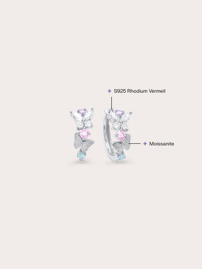Soft Flutter Butterfly Huggie Earrings S925 Silver Rhodium (2) – Mondays Made Flower & Birthstone Jewelry Singapore