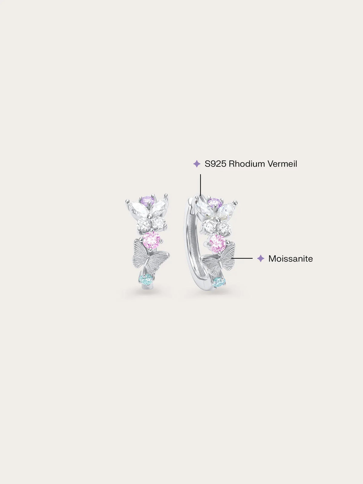 Soft Flutter Butterfly Huggie Earrings