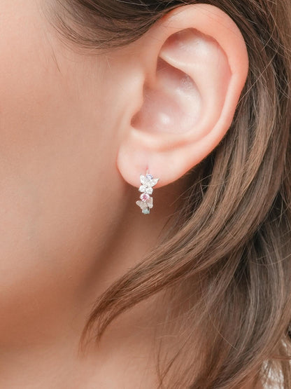 Soft Flutter Butterfly Huggie Earrings S925 Silver Rhodium (4) – Mondays Made Flower & Birthstone Jewelry Singapore
