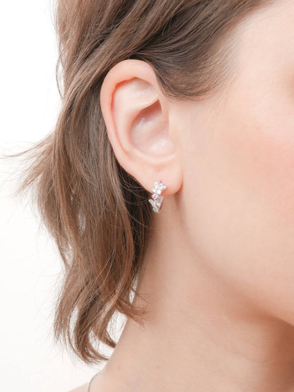 Soft Flutter Butterfly Huggie Earrings S925 Silver Rhodium (6) – Mondays Made Flower & Birthstone Jewelry Singapore