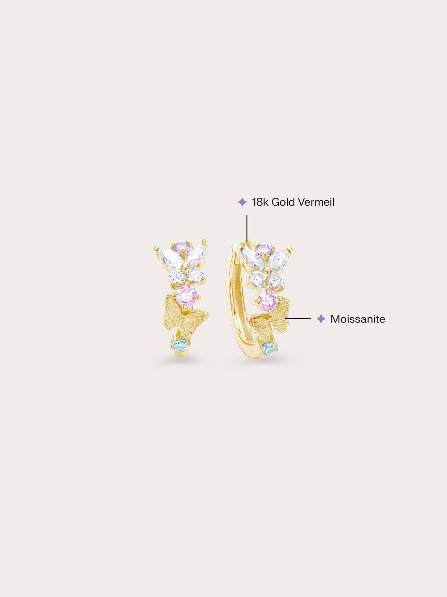 Soft Flutter Butterfly Huggie Earrings