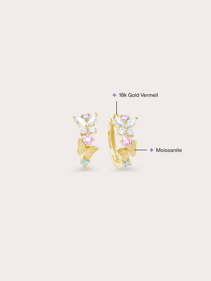 Soft Flutter Butterfly Huggie Earrings 18K Gold (2) – Mondays Made Flower & Birthstone Jewelry Singapore