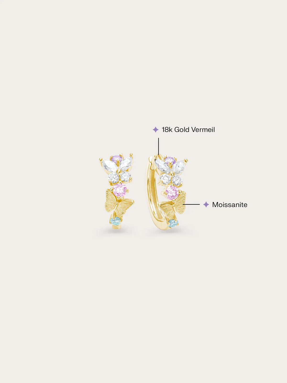 Soft Flutter Butterfly Huggie Earrings
