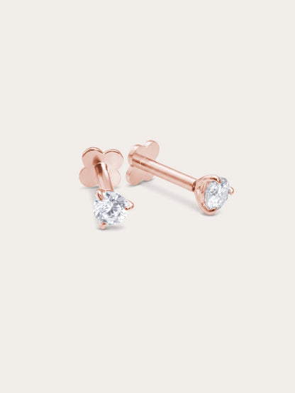 Solitaire Moissanite Flatback Earring (0.1ct)