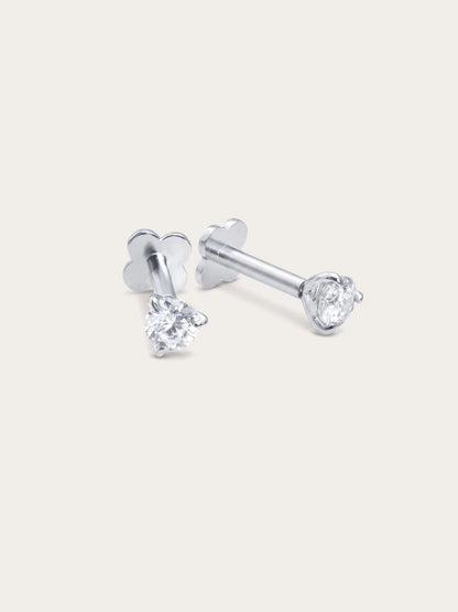 Solitaire Moissanite Flatback Earring (0.1ct)