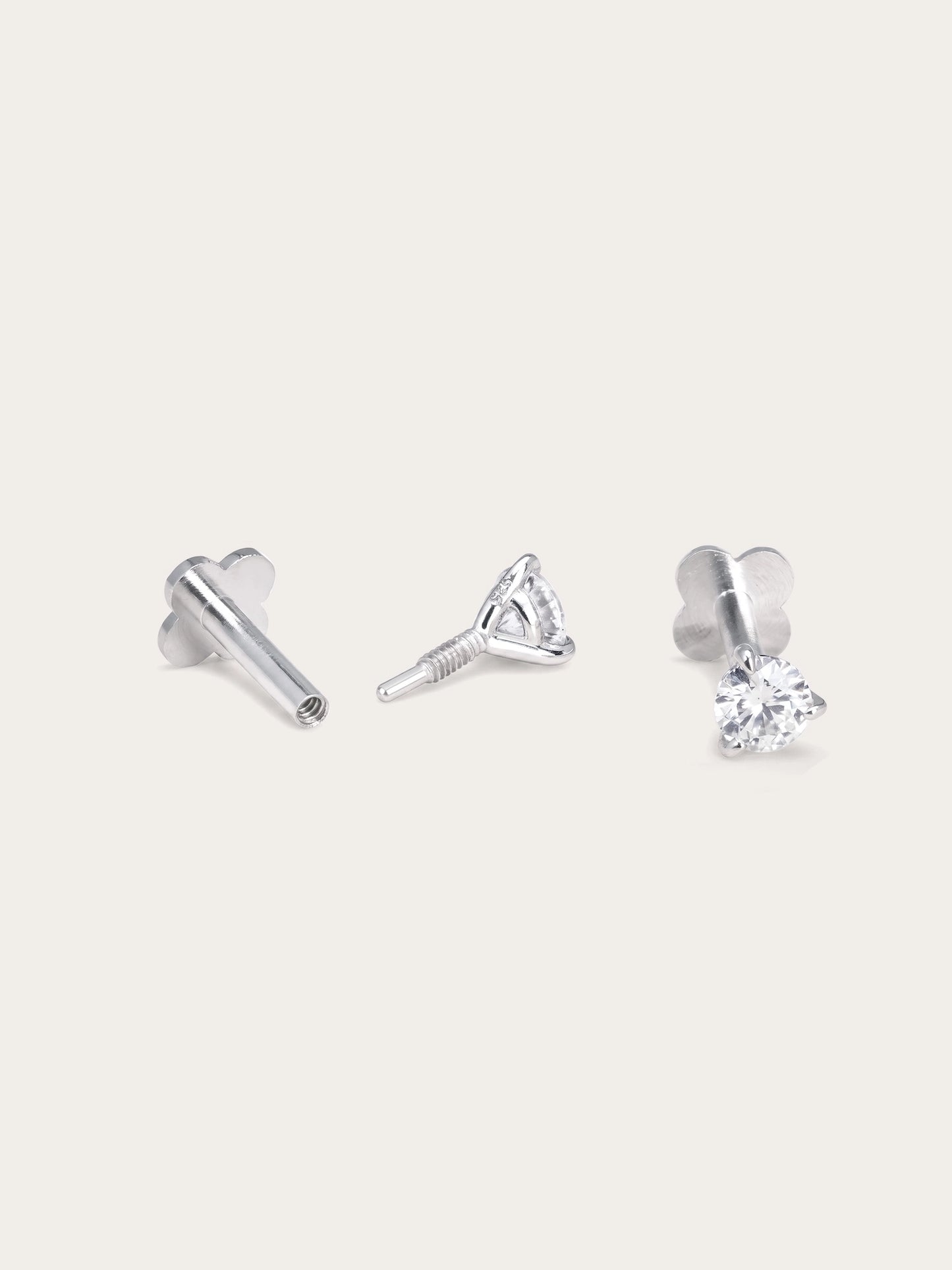 Solitaire Moissanite Flatback Earring (0.1ct)