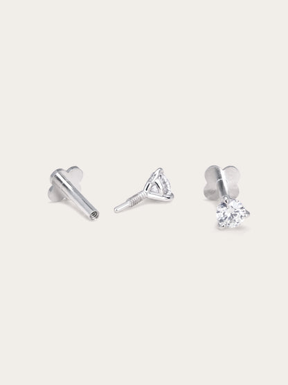 Solitaire Moissanite Flatback Earring (0.1ct)