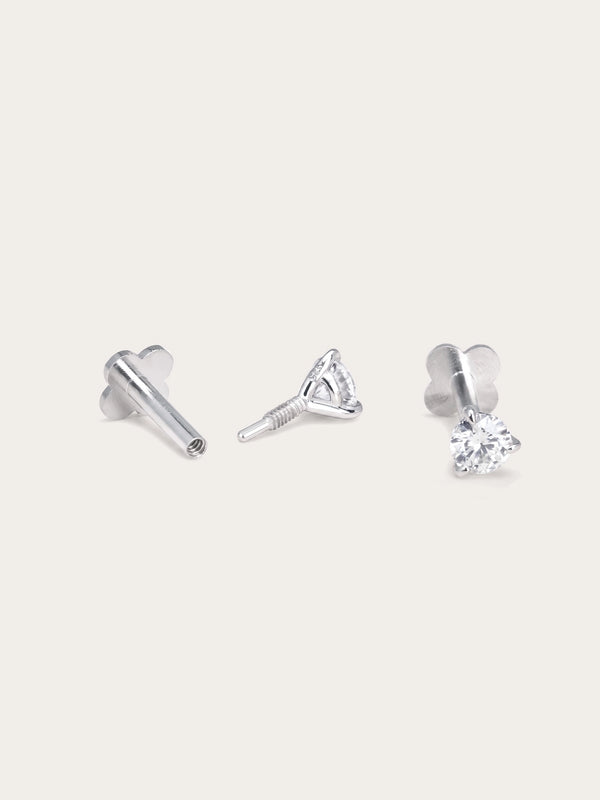 Solitaire Moissanite Flatback Earring (0.1ct)