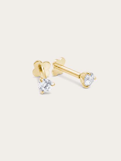 Solitaire Moissanite Flatback Earring (0.1ct)