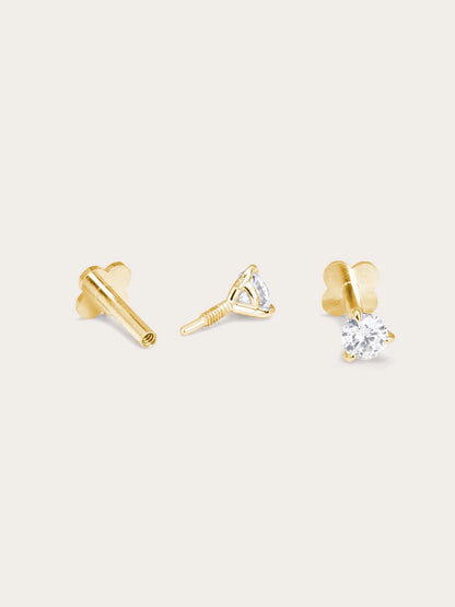 Solitaire Moissanite Flatback Earring (0.1ct)