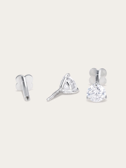Solitaire Moissanite Flatback Earring (0.25ct)