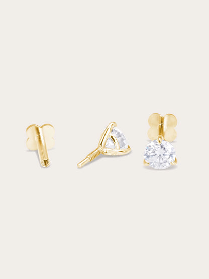 Solitaire Moissanite Flatback Earring (0.25ct)