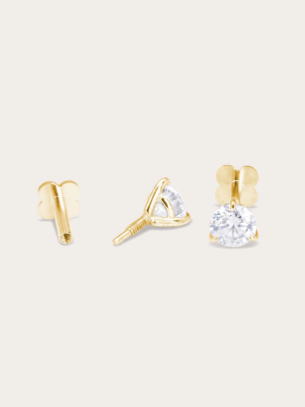 Solitaire Moissanite Flatback Earring (0.25ct)