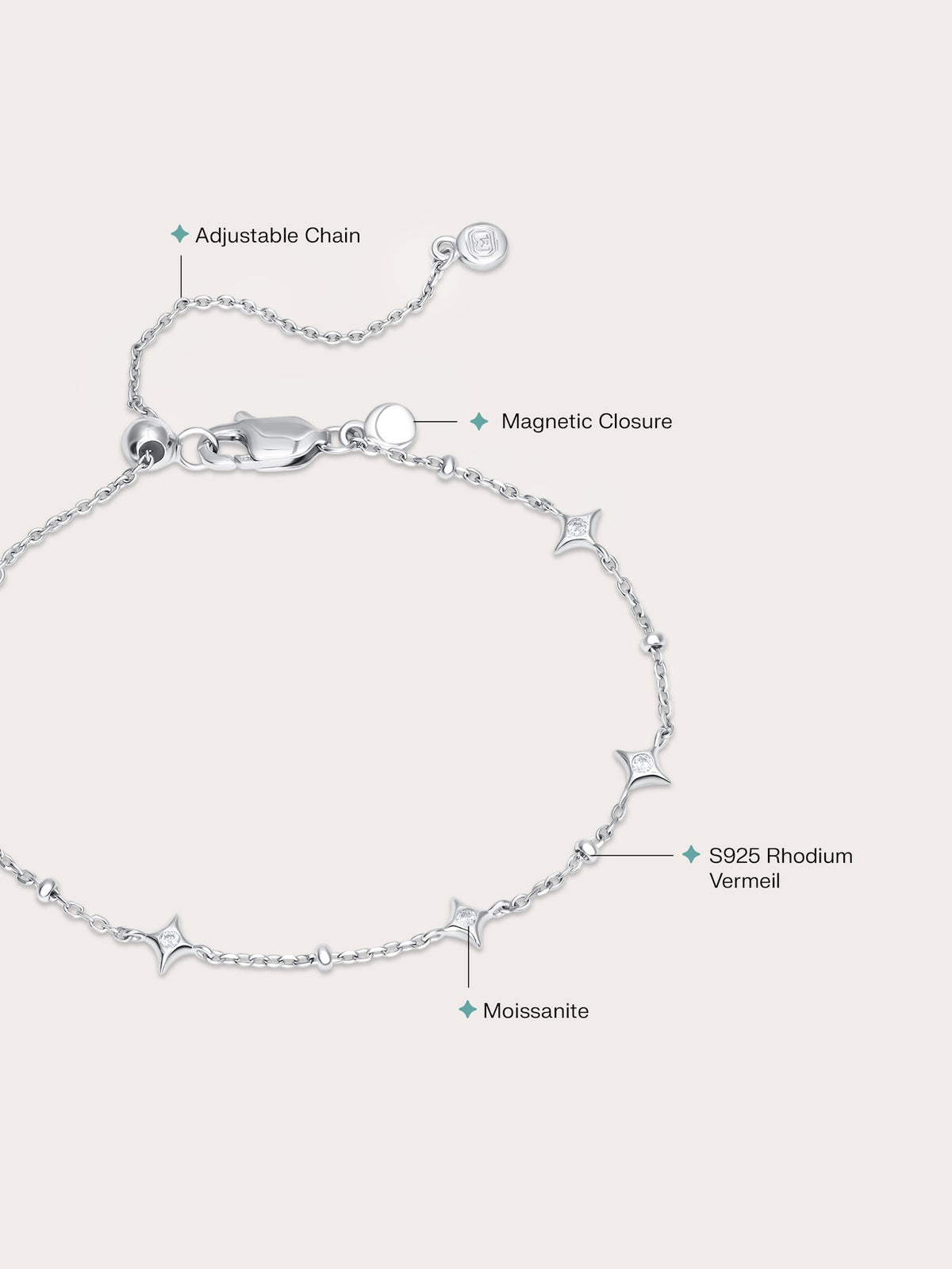 Sparkle Chain Bracelet S925 Silver Rhodium (3) – Mondays Made Flower & Birthstone Jewelry Singapore