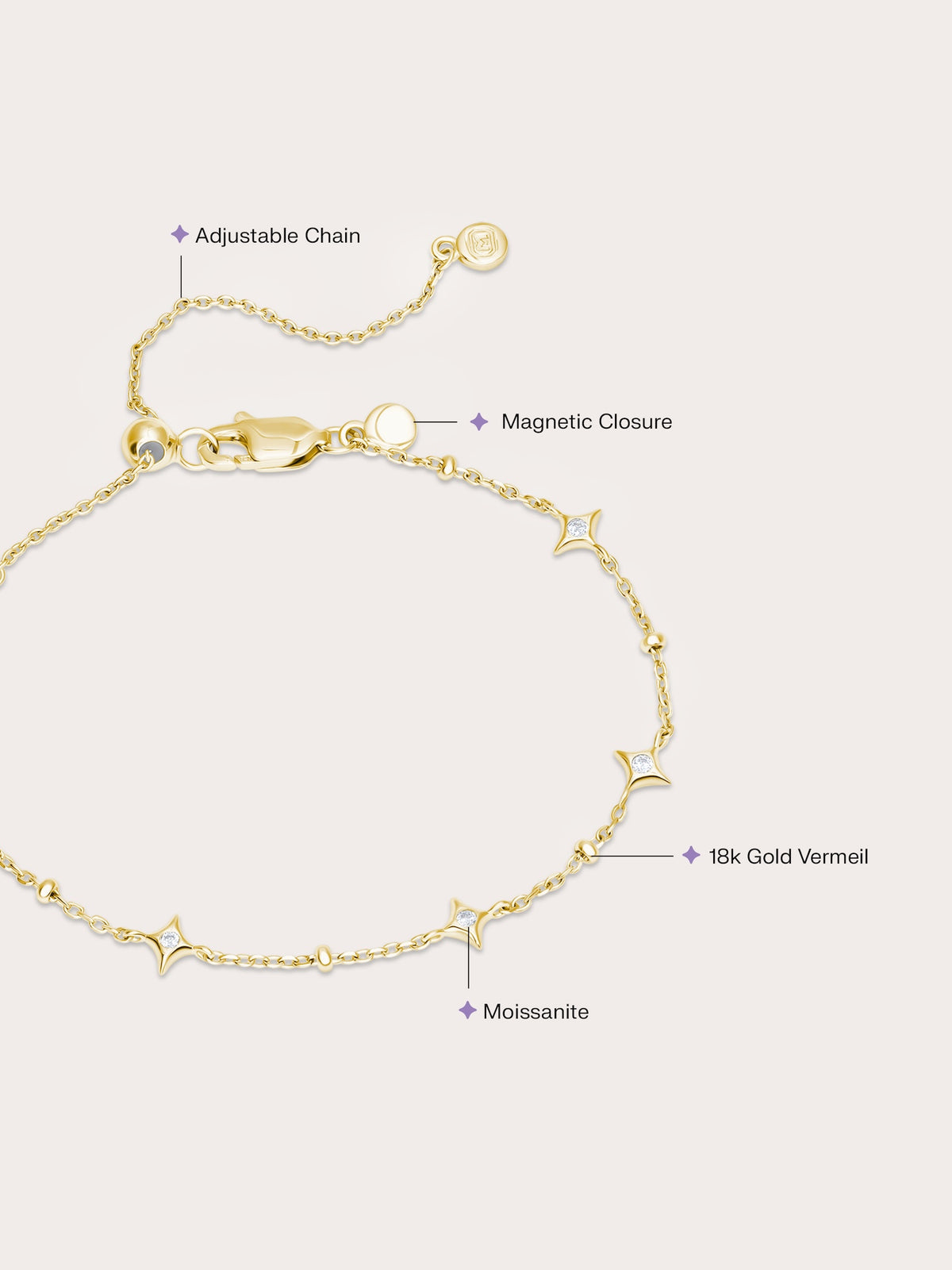 Sparkle Chain Bracelet 18K Gold (3) – Mondays Made Flower & Birthstone Jewelry Singapore