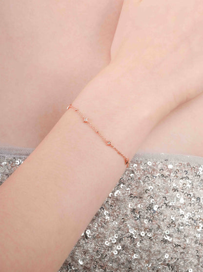 Sparkle Chain Bracelet 18K Rose Gold (4) – Mondays Made Flower & Birthstone Jewelry Singapore