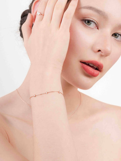 Sparkle Chain Bracelet 18K Rose Gold (5) – Mondays Made Flower & Birthstone Jewelry Singapore