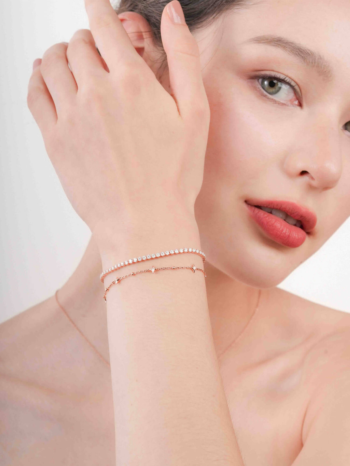 Sparkle Chain Bracelet 18K Rose Gold (6) – Mondays Made Flower & Birthstone Jewelry Singapore