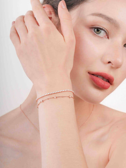 Sparkle Chain Bracelet 18K Rose Gold (6) – Mondays Made Flower & Birthstone Jewelry Singapore