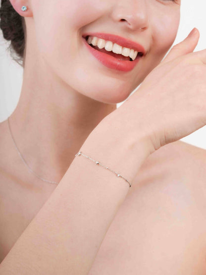 Sparkle Chain Bracelet S925 Silver Rhodium (5) – Mondays Made Flower & Birthstone Jewelry Singapore