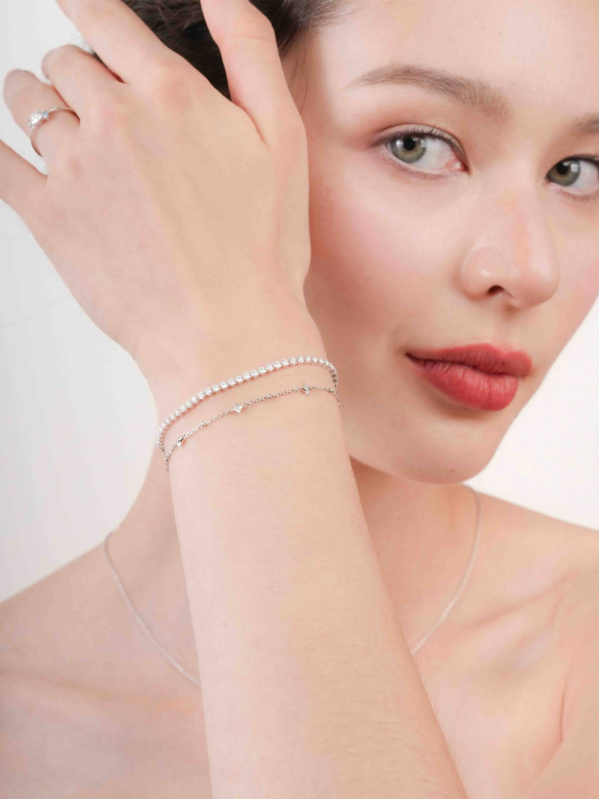 Sparkle Chain Bracelet S925 Silver Rhodium (6) – Mondays Made Flower & Birthstone Jewelry Singapore