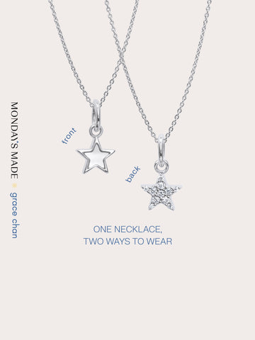 Star Necklace Necklaces S925 Silver Rhodium – Mondays Made Flower & Birthstone Jewelry Singapore