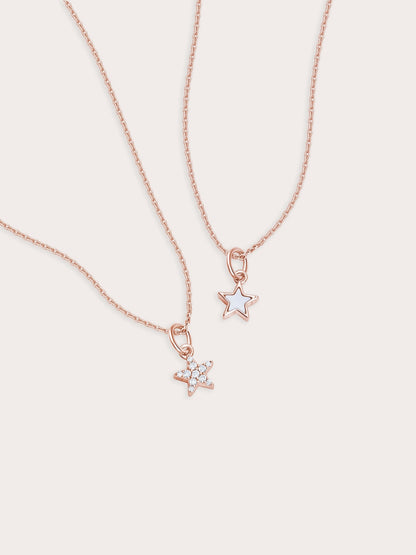 Star Necklace Reversible 18K Rose Gold (1) – Mondays Made Flower & Birthstone Jewelry Singapore