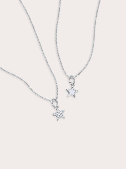 Star Necklace Reversible S925 Silver Rhodium (1) – Mondays Made Flower & Birthstone Jewelry Singapore