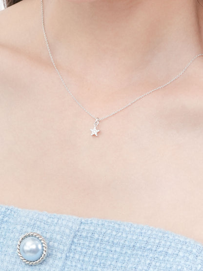 Star Necklace Reversible S925 Silver Rhodium (2) – Mondays Made Flower & Birthstone Jewelry Singapore
