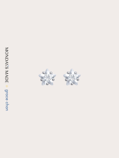 Star Stud Earring S925 Silver Rhodium (3) – Mondays Made Flower & Birthstone Jewelry Singapore