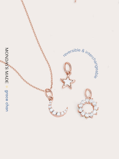 Star Sun Moon Necklace 18K Rose Gold (1) – Mondays Made Flower & Birthstone Jewelry Singapore