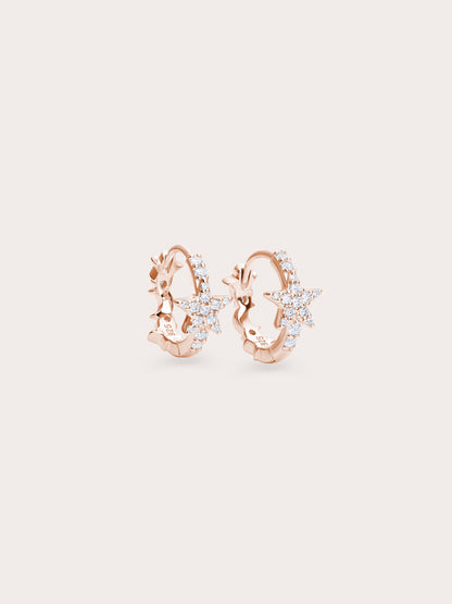 Starlight Huggie Earrings Reversible 18K Rose Gold (1) – Mondays Made Flower & Birthstone Jewelry Singapore