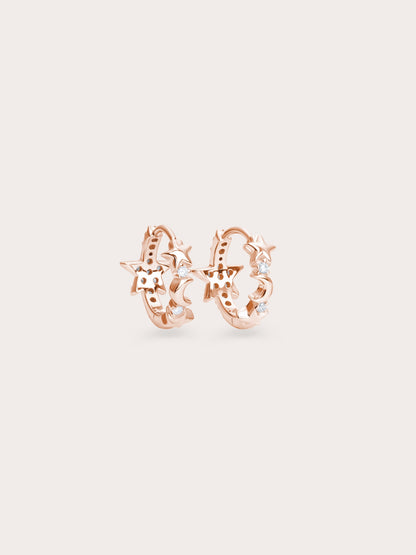 Starlight Huggie Earrings Reversible 18K Rose Gold (2) – Mondays Made Flower & Birthstone Jewelry Singapore
