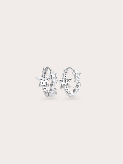 Starlight Huggie Earrings Reversible S925 Silver Rhodium (1) – Mondays Made Flower & Birthstone Jewelry Singapore