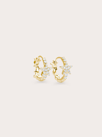 Starlight Huggie Earrings Reversible 18K Gold (1) – Mondays Made Flower & Birthstone Jewelry Singapore